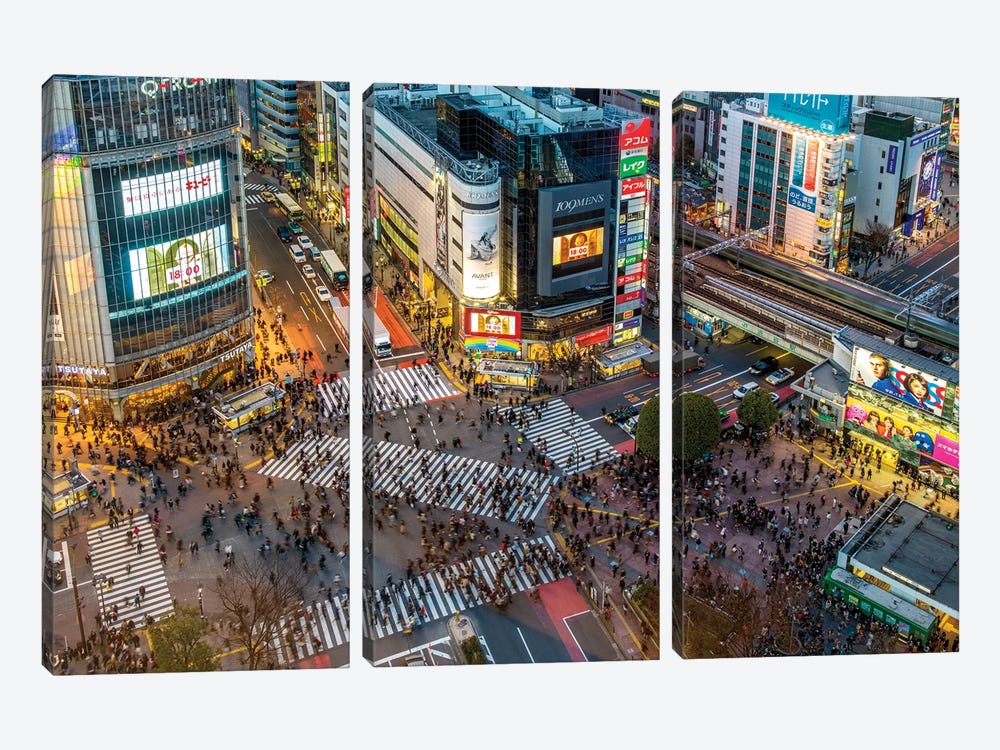Shibuya Crossing, Tokyo Japan by Susanne Kremer 3-piece Canvas Artwork