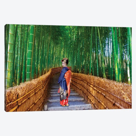 Bamboo Forest With Geisha Kyoto Japan Canvas Print #SKR828} by Susanne Kremer Art Print
