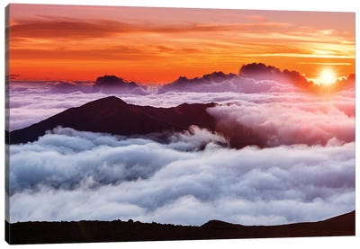 Haleakal Crater, Haleakala National Park  Canvas Art Print - Sunrises & Sunsets Scenic Photography