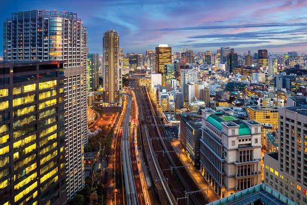 Tokyo: Techno Skyline Tokyo Japan by Susanne Kremer