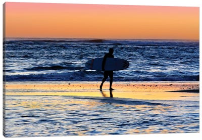 Hanalei Bay Surfer at Sunset  Canvas Art Print - Golden Hour