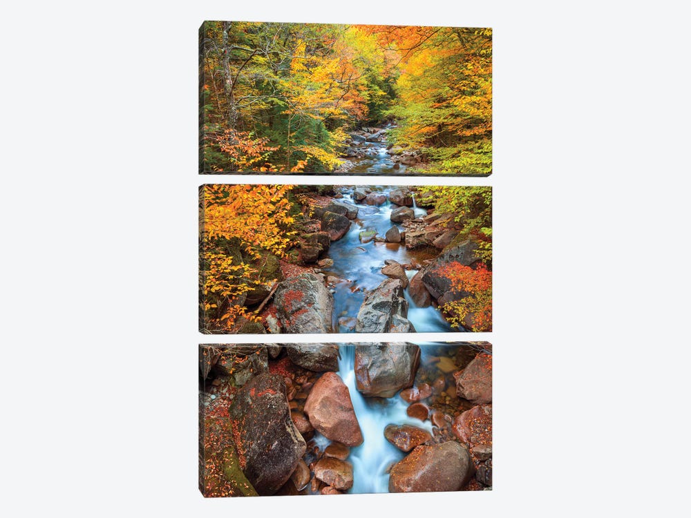 Relaxing Slow River Scene In Autumn,New England by Susanne Kremer 3-piece Canvas Wall Art