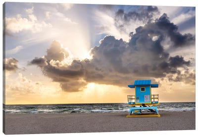 Stormy Beach,Miami Beach Florida Canvas Art Print - Miami Art