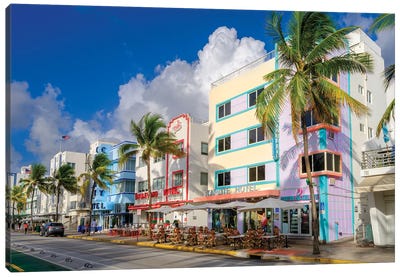Ocean Drive Miami Beach Florida Canvas Art Print - Miami Art