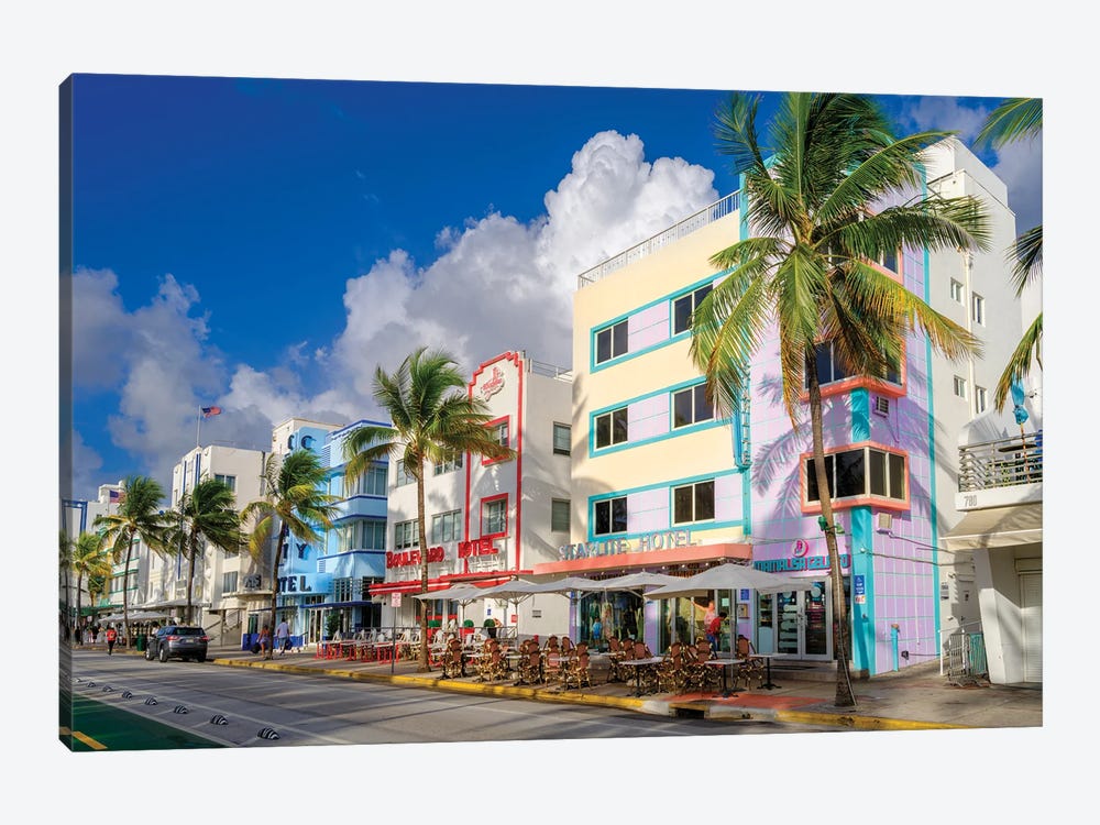 Ocean Drive Miami Beach Florida by Susanne Kremer 1-piece Canvas Artwork
