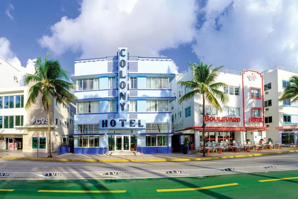Miami Skylines: Panoramic View Ocean Drive Morning Florida by Susanne Kremer
