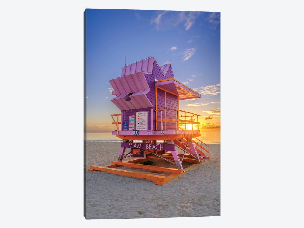Golden Sunrise Miami Beach Florida by Susanne Kremer 1-piece Canvas Print
