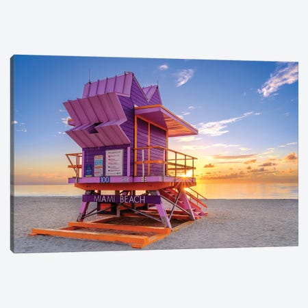 Happy Sunrise Miami Beach Florida Canvas Print #SKR850} by Susanne Kremer Canvas Art