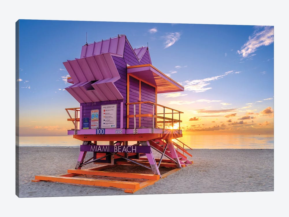 Happy Sunrise Miami Beach Florida by Susanne Kremer 1-piece Canvas Print
