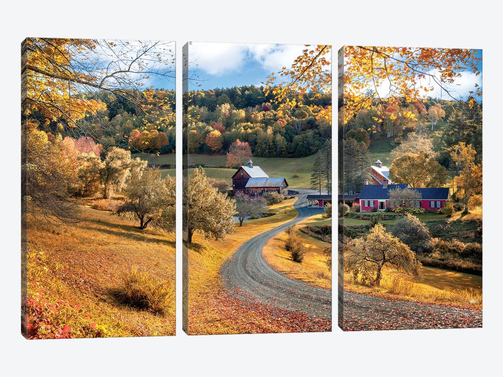 Fall Mood In New England, Vermont by Susanne Kremer 3-piece Canvas Art