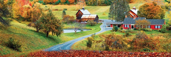 Vermont: Panoramic Scenic View ,Fall In Vermont New England by Susanne Kremer