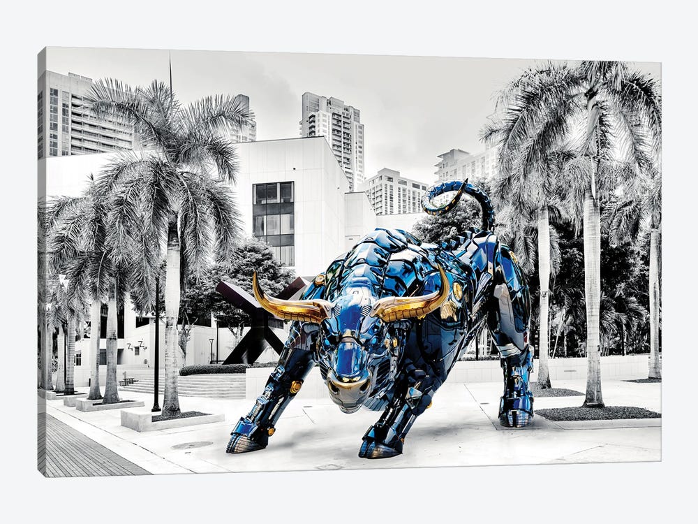 Miami Crypto Bull by Susanne Kremer 1-piece Canvas Art Print