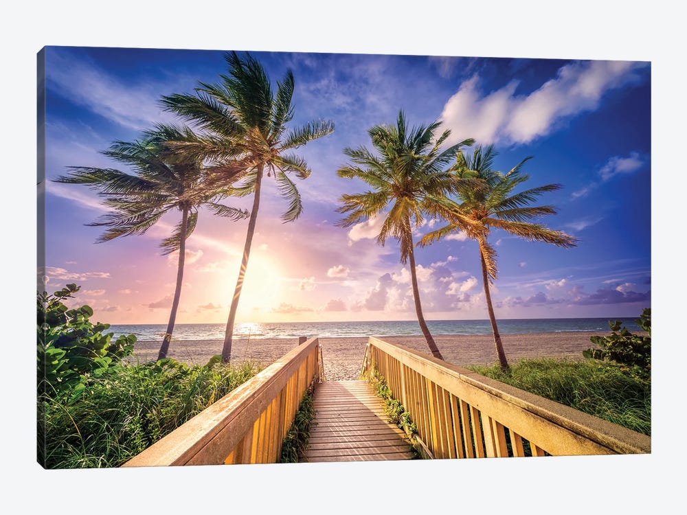 Tropical Beach Morning Florida by Susanne Kremer 1-piece Canvas Wall Art