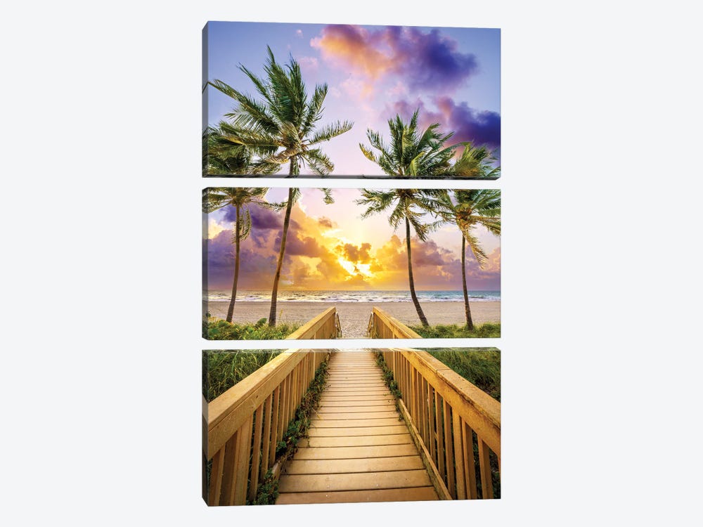 Morning Mood In Paradise, Florida by Susanne Kremer 3-piece Canvas Wall Art