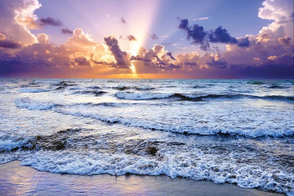 Florida: Rolling Waves Sunrise Large Canvas Florida by Susanne Kremer