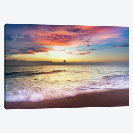 The Pink Moment Beach Sunrise Canvas Print #SKR880} by Susanne Kremer Canvas Print