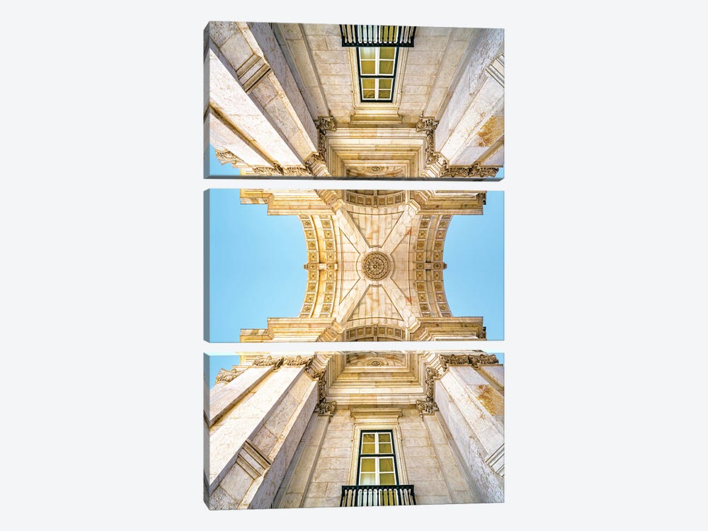 Historic Arch In Lisbon Portugal by Susanne Kremer 3-piece Canvas Art Print
