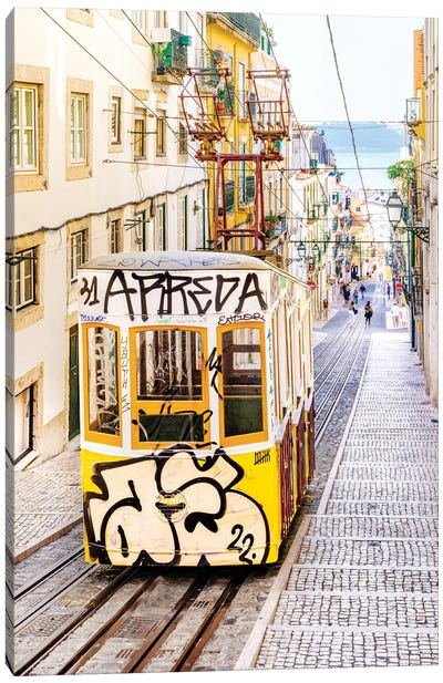 Graffiti Furnicular Lisbon Portugal Canvas Art Print - Portugal Art