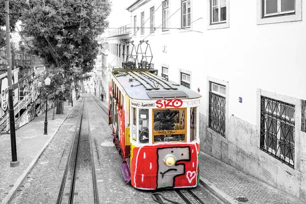 Trains: Historic Red Graffiti Lisbon by Susanne Kremer