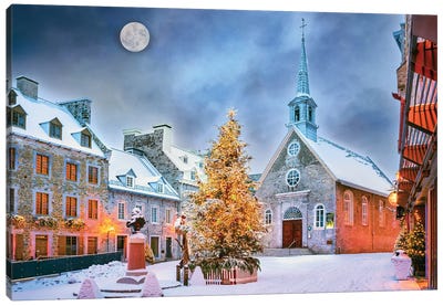 Full Snow Moon Quebec Canvas Art Print - Quebec Art