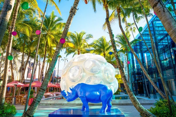 Rhinoceroses: Blue Rhino Art Miami Landscape by Susanne Kremer