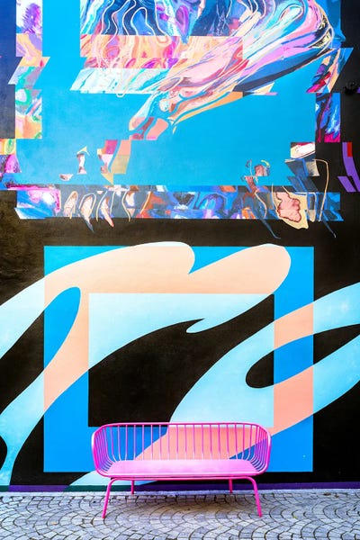 The Pink Bench by Susanne Kremer framed wall art