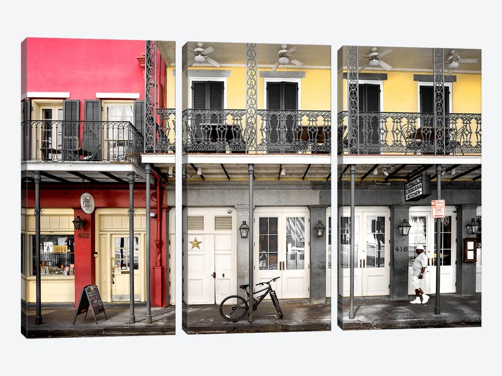 New Orleans Street Scene by Susanne Kremer 3-piece Canvas Artwork