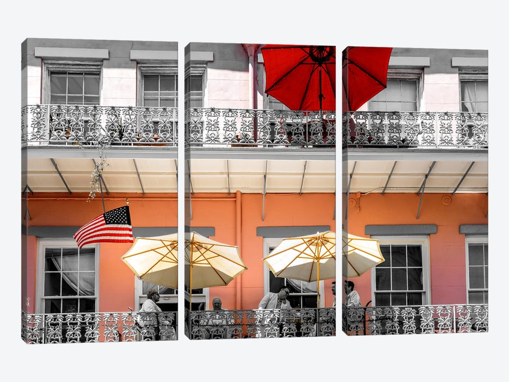 The Balcony Talk New Orleans by Susanne Kremer 3-piece Canvas Art Print