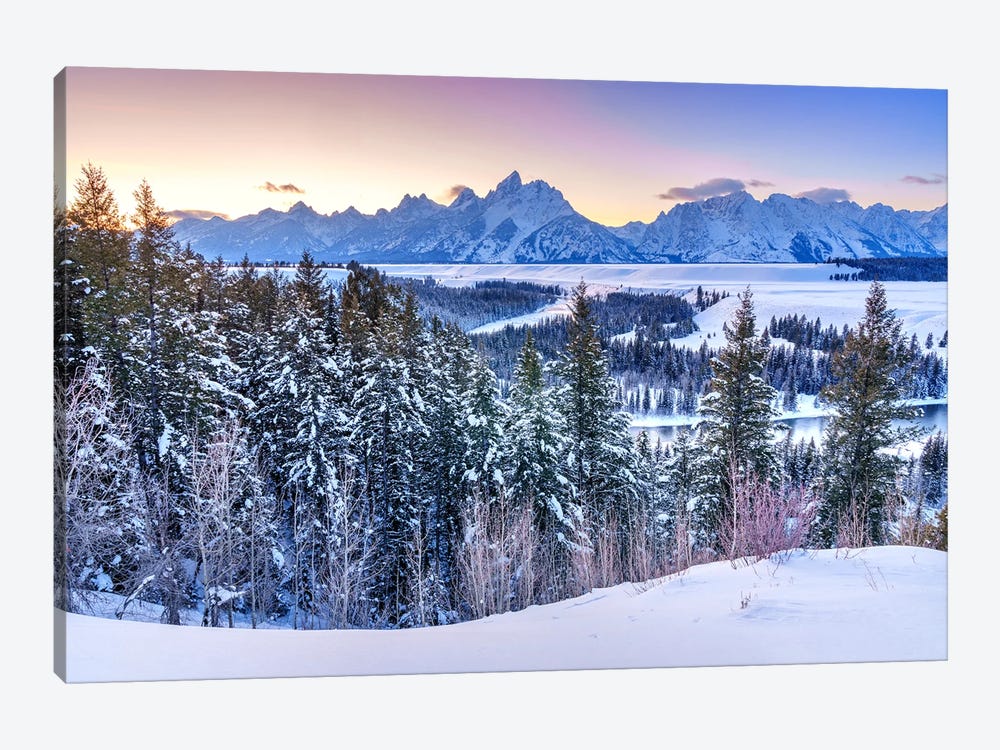 Pastel Winter Sunset Wyoming by Susanne Kremer 1-piece Canvas Art