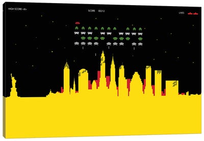New York Invaders Canvas Art Print - Space Invaders