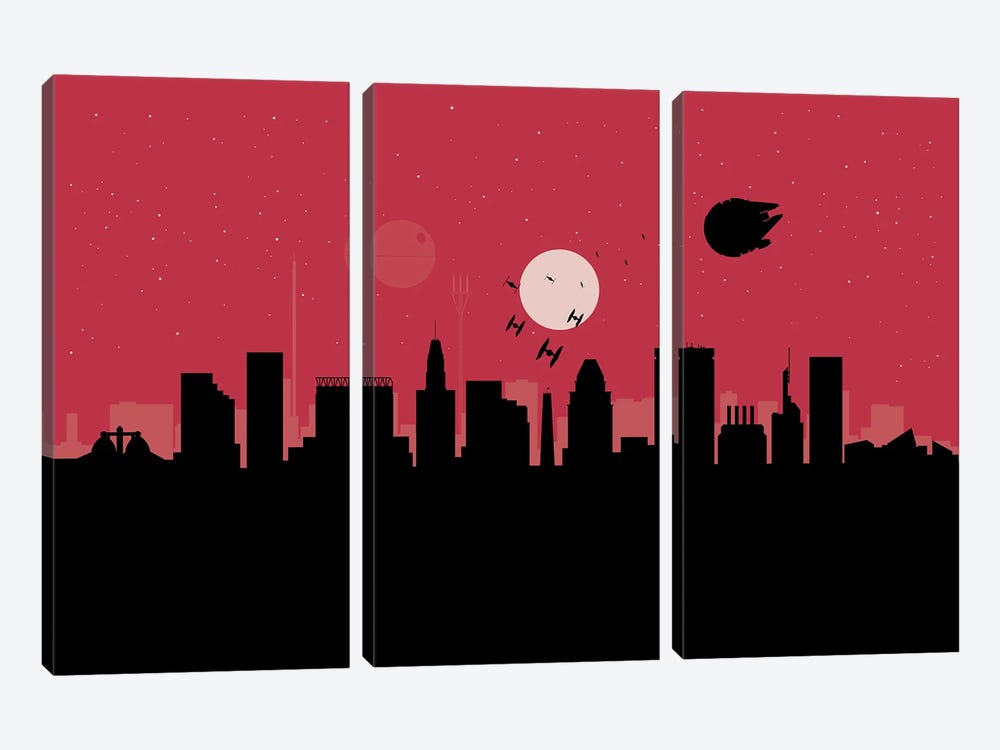 Baltimore Spaceships by SKYWORLDPROJECT 3-piece Canvas Artwork