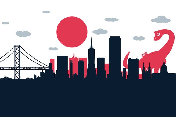 Prehistoric Animals: Dinosaur Playing San Francisco by SKYWORLDPROJECT