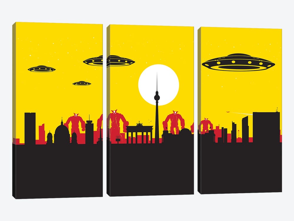 Berlin Robots Ufo by SKYWORLDPROJECT 3-piece Canvas Print