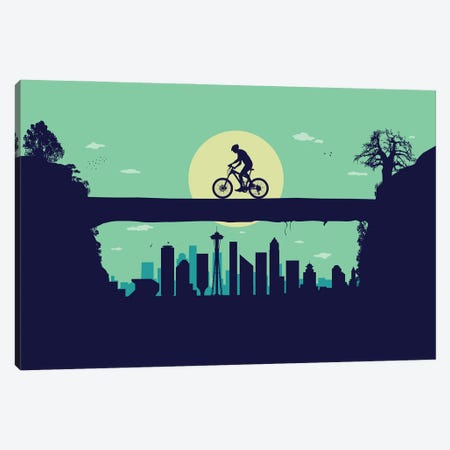 Riding at Seattle Sunset Canvas Print #SKW144} by SKYWORLDPROJECT Canvas Art Print