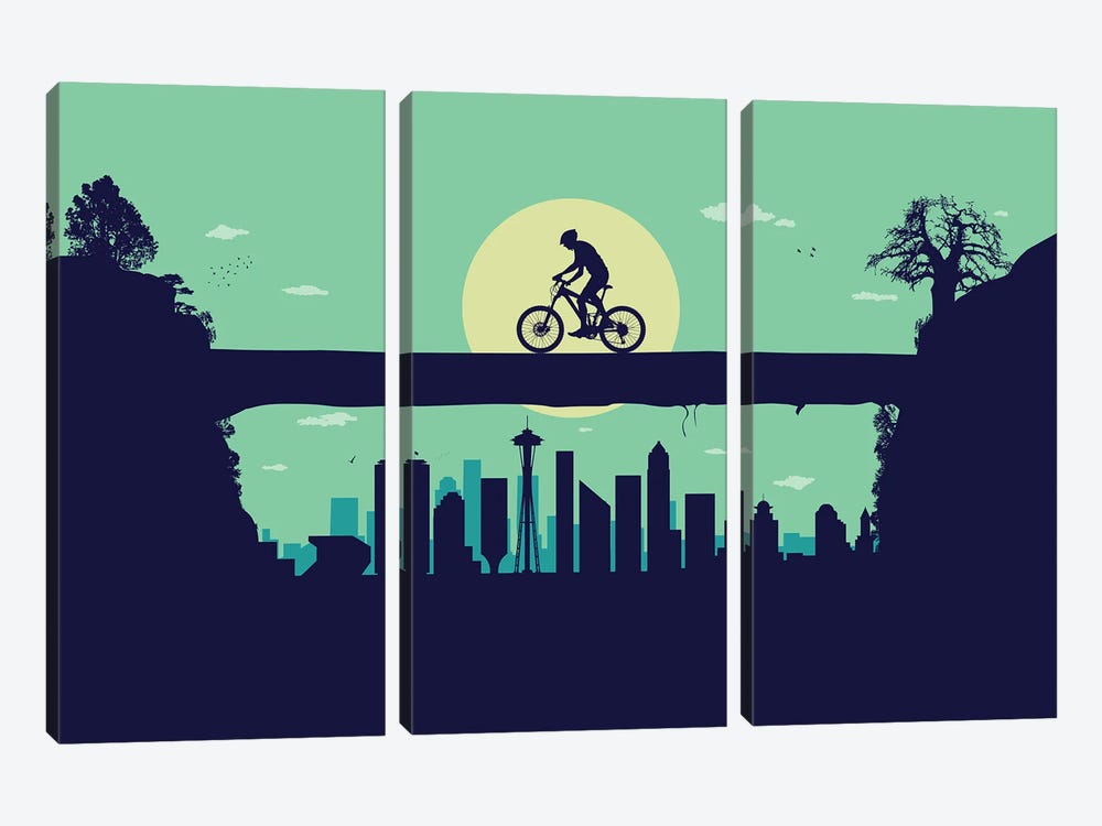 Riding at Seattle Sunset by SKYWORLDPROJECT 3-piece Canvas Artwork