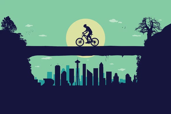 Seattle Skylines: Riding at Seattle Sunset by SKYWORLDPROJECT