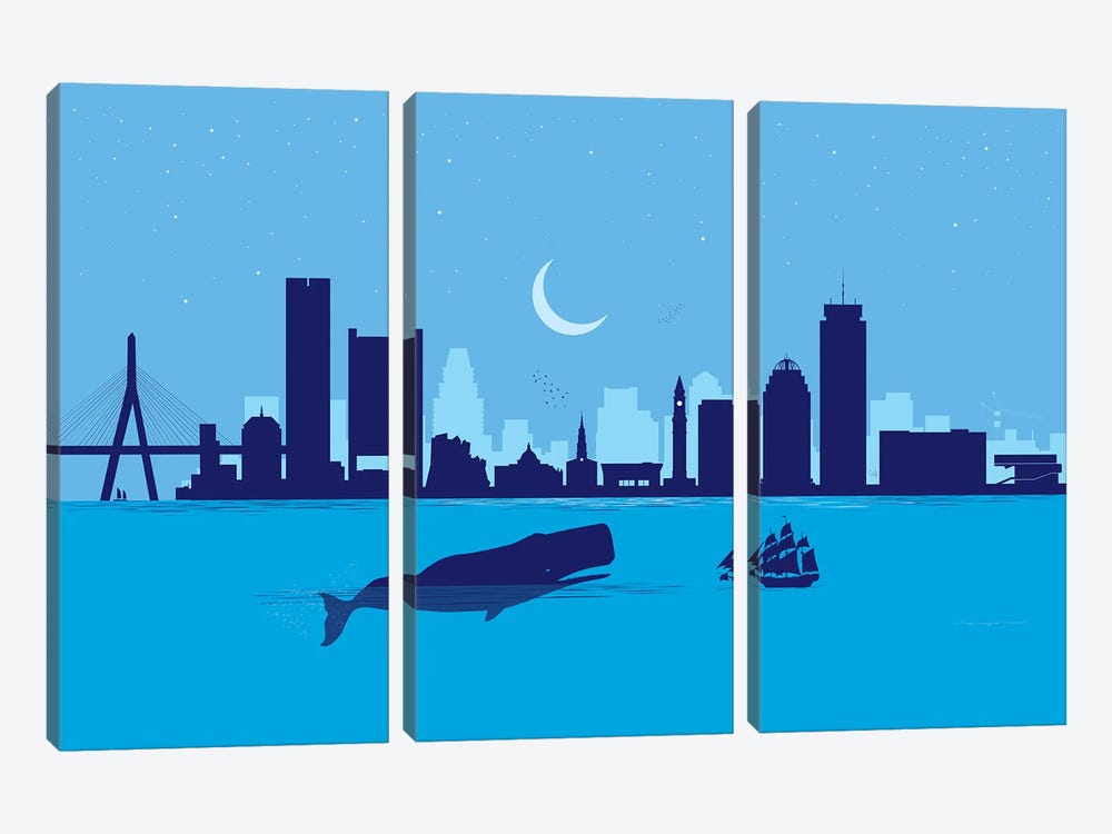 Boston Whale by SKYWORLDPROJECT 3-piece Art Print