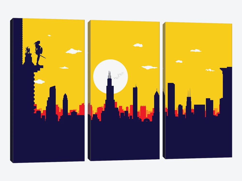 Chicago's Wonder Hero by SKYWORLDPROJECT 3-piece Canvas Wall Art