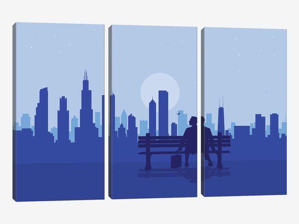 Chicago's Bench Story by SKYWORLDPROJECT 3-piece Canvas Art Print