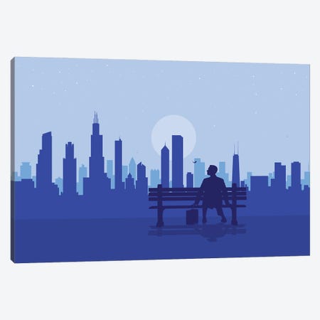 Chicago's Bench Story Canvas Print #SKW24} by SKYWORLDPROJECT Canvas Art