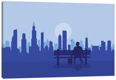 Chicago's Bench Story Canvas Art Print - Forrest Gump