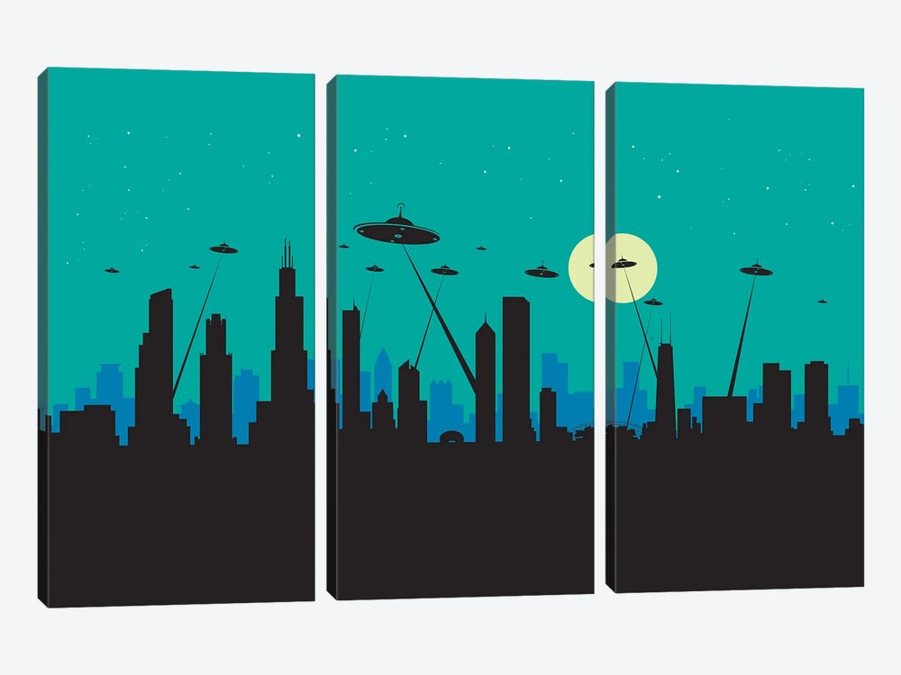 Ufos Chicago by SKYWORLDPROJECT 3-piece Canvas Art