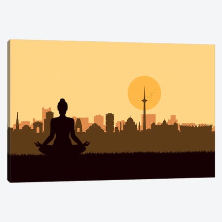 Delhi Meditation Canvas Print #SKW31} by SKYWORLDPROJECT Canvas Artwork