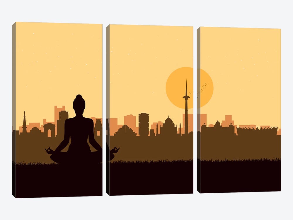 Delhi Meditation by SKYWORLDPROJECT 3-piece Canvas Art Print
