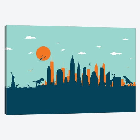 New York Jurassic Canvas Print #SKW42} by SKYWORLDPROJECT Canvas Print