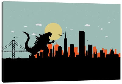 San Francisco Monster Canvas Art Print - Godzilla