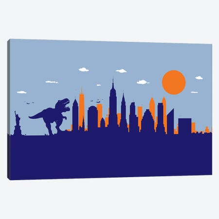 New York T-Rex Canvas Print #SKW78} by SKYWORLDPROJECT Canvas Wall Art