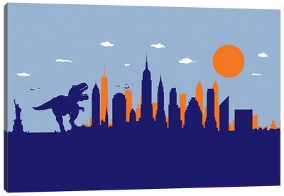 New York T-Rex Canvas Art Print - SKYWORLDPROJECT