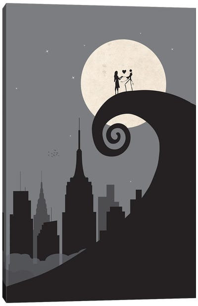 A nightmare in Manhattan Canvas Art Print - The Nightmare Before Christmas