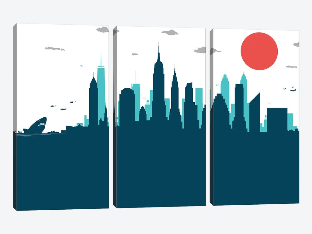 New York Jaws by SKYWORLDPROJECT 3-piece Canvas Art Print